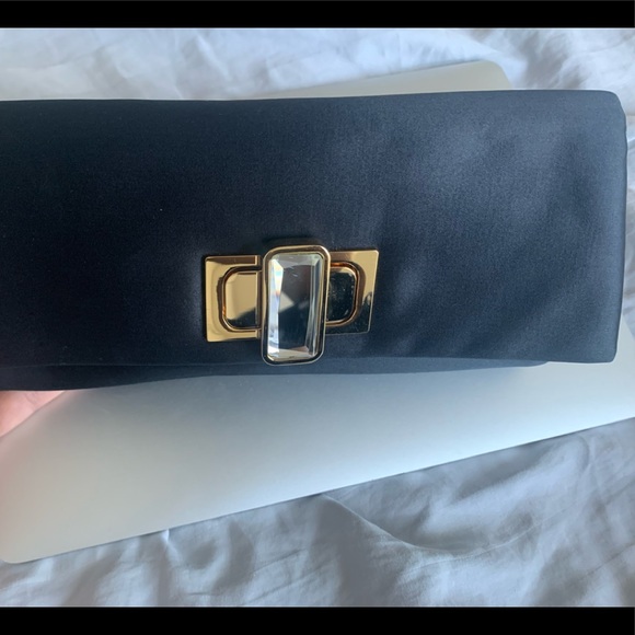 Saks 5th Avenue satin clutch - black - Picture 2 of 6